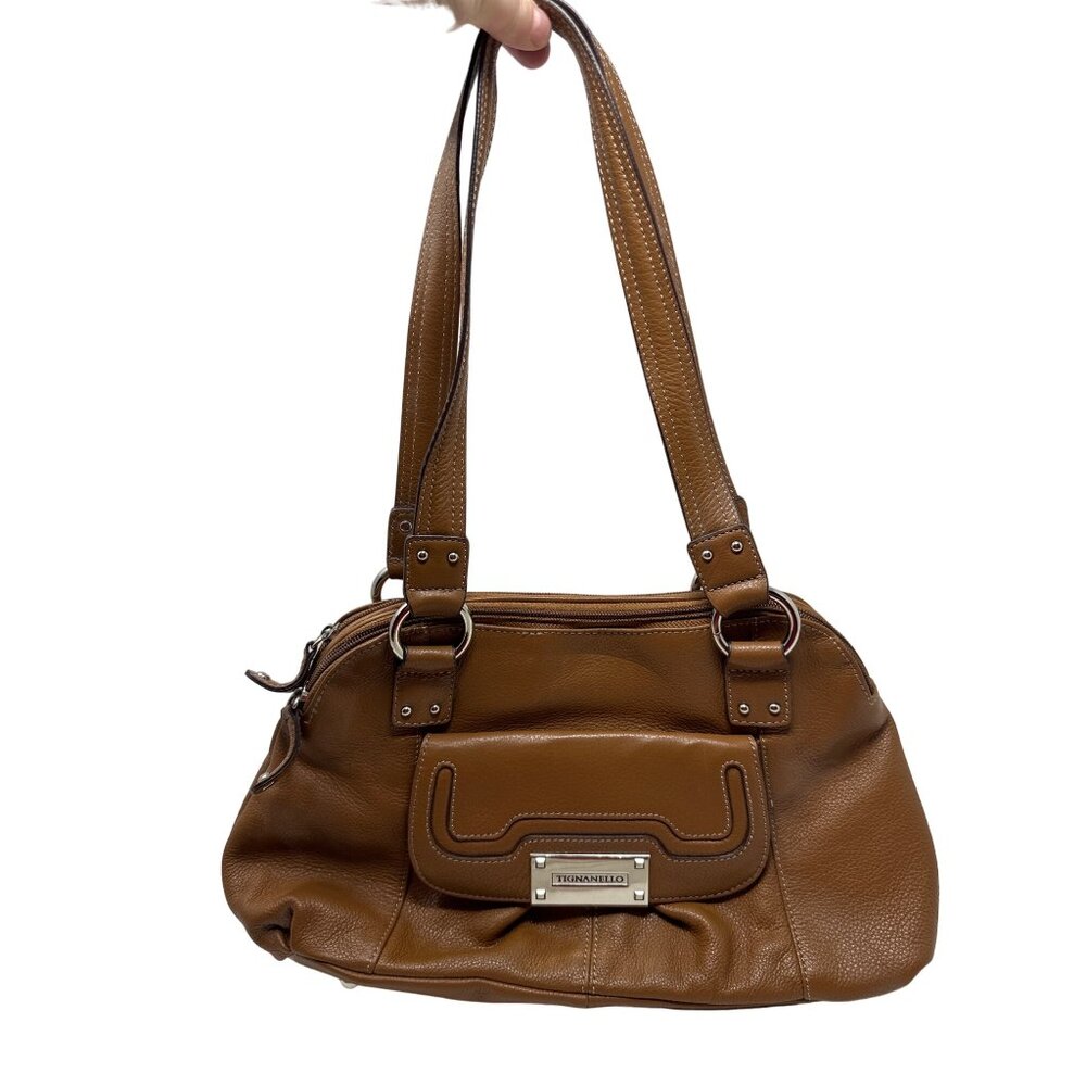 TIGNANELLO Genuine Leather Folding Shoulder Bag Purse Color Cooper